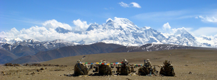 Offerings in front of Mt. Everest