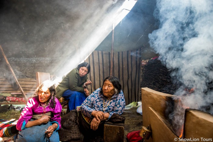 nomads ladies inside yak hair tent