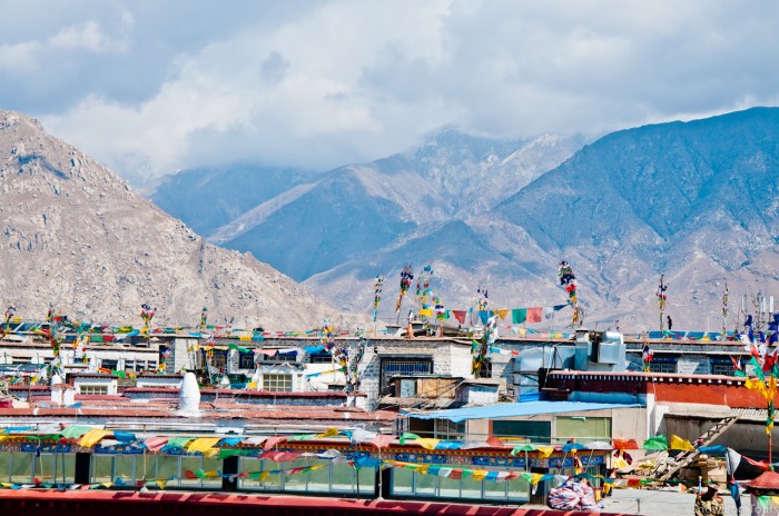 Roofs of local residents in Lhasa