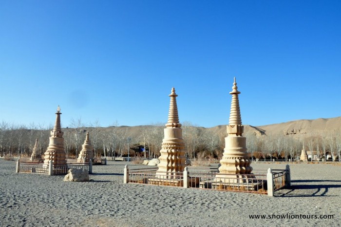 stupas in Mogao caves in Dunhuang